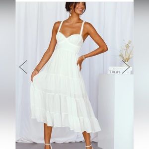 Hello Molly White Freshly Brewed Midi Dress